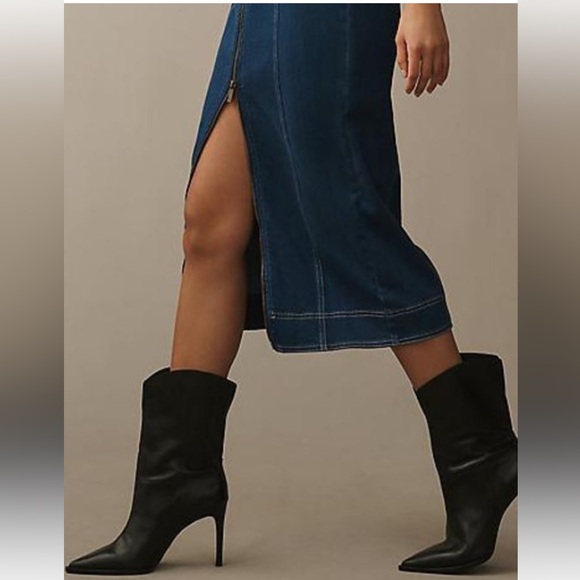 ANTHROPOLOGIE FITTED DENIM PILCRO MIDI DRESS COLOR DENIM DARK XL NWT - Picture 9 of 14